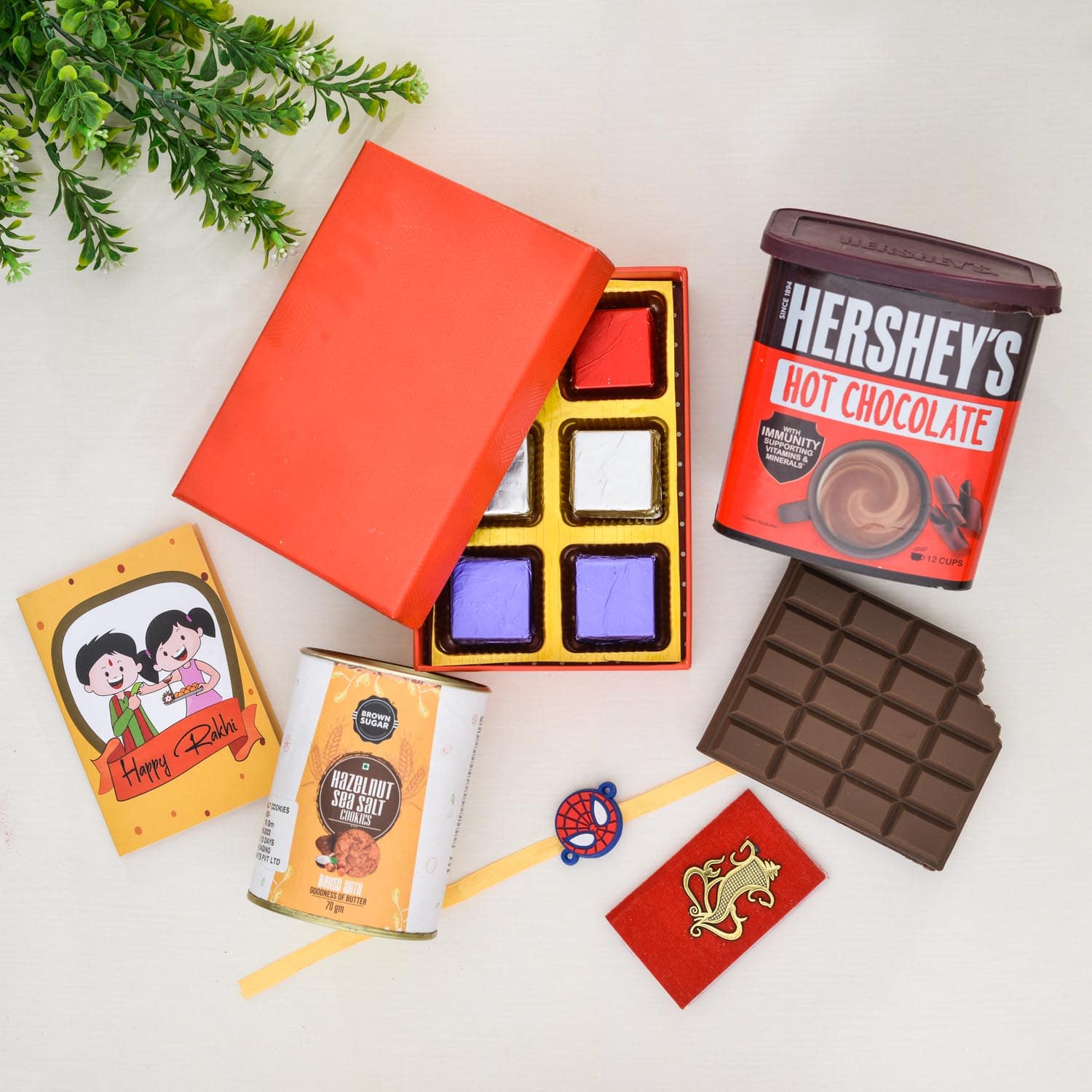 Exciting Kids Rakhi Hamper with Chocolates and Cookies