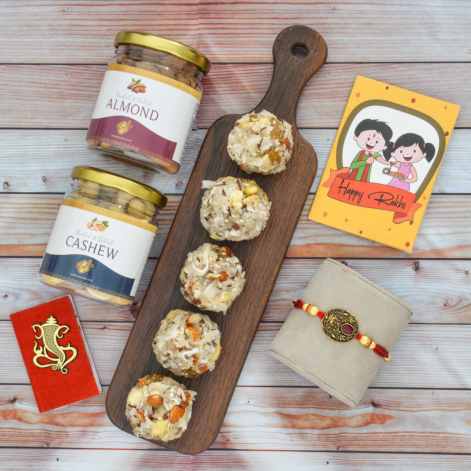 Auspicious Rakhi Hamper For Brother With Sweet N Nuts