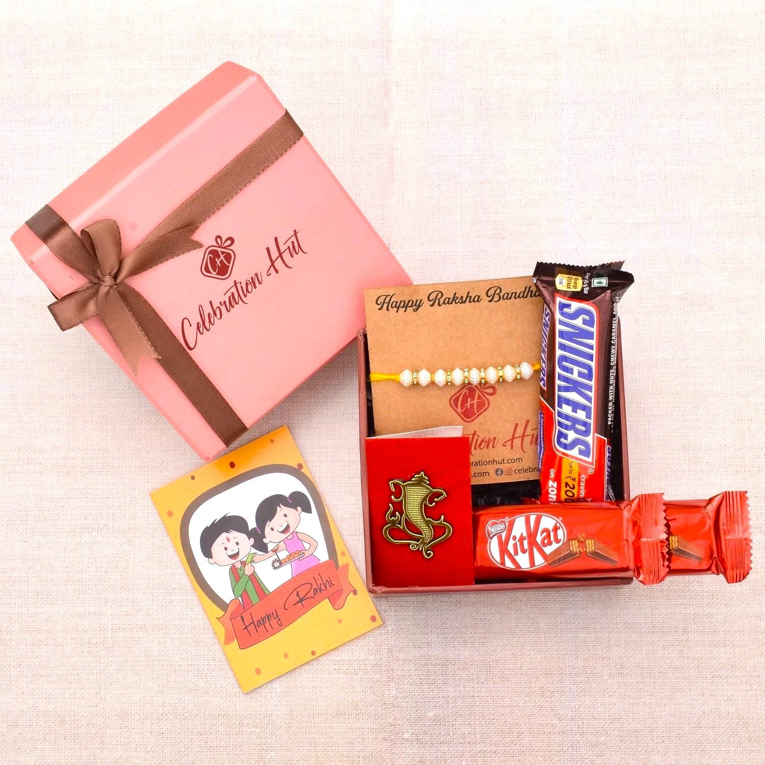 Pearl Rakhi Hamper For Brother With Kit Kat And Snickers