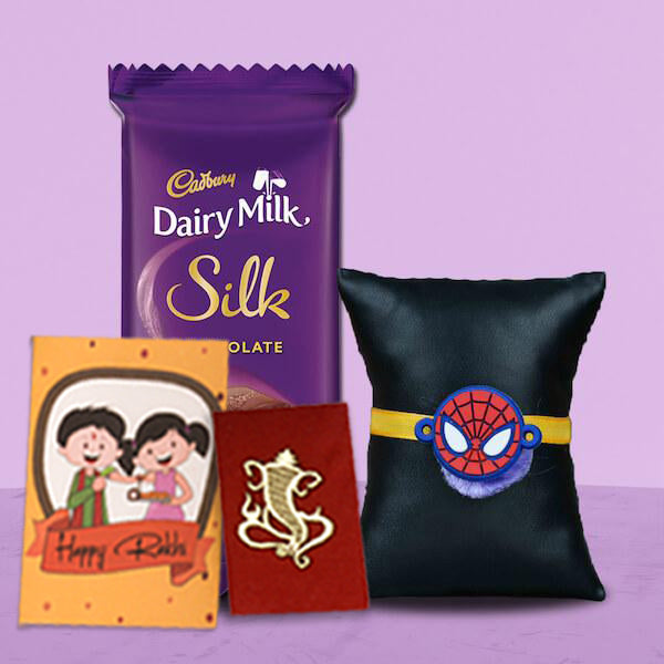 SpiderMan Kids Rakhi Combo With DairyMilk Silk