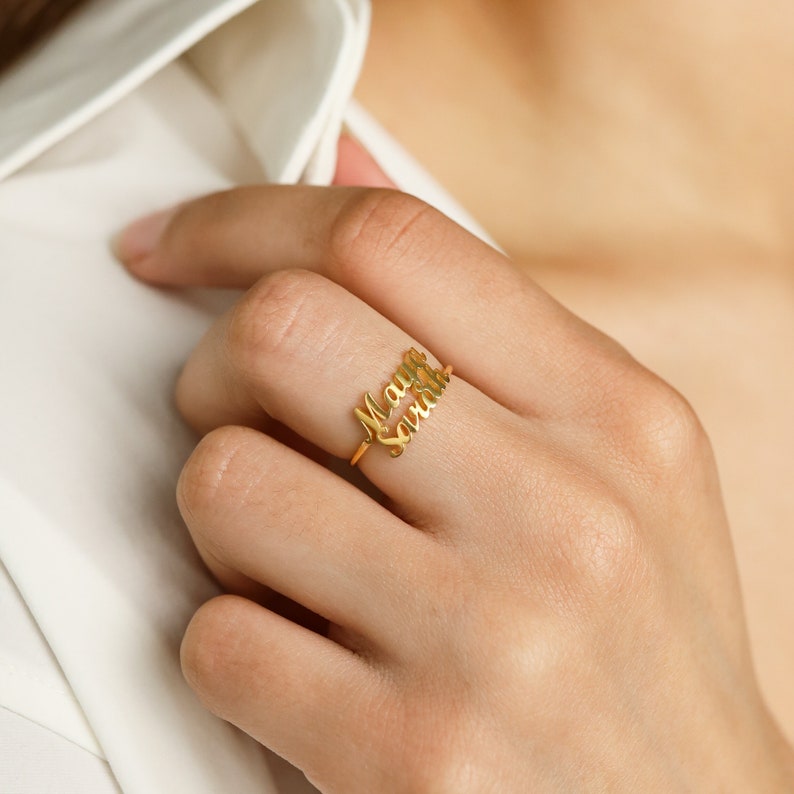 Double plated on sale name ring